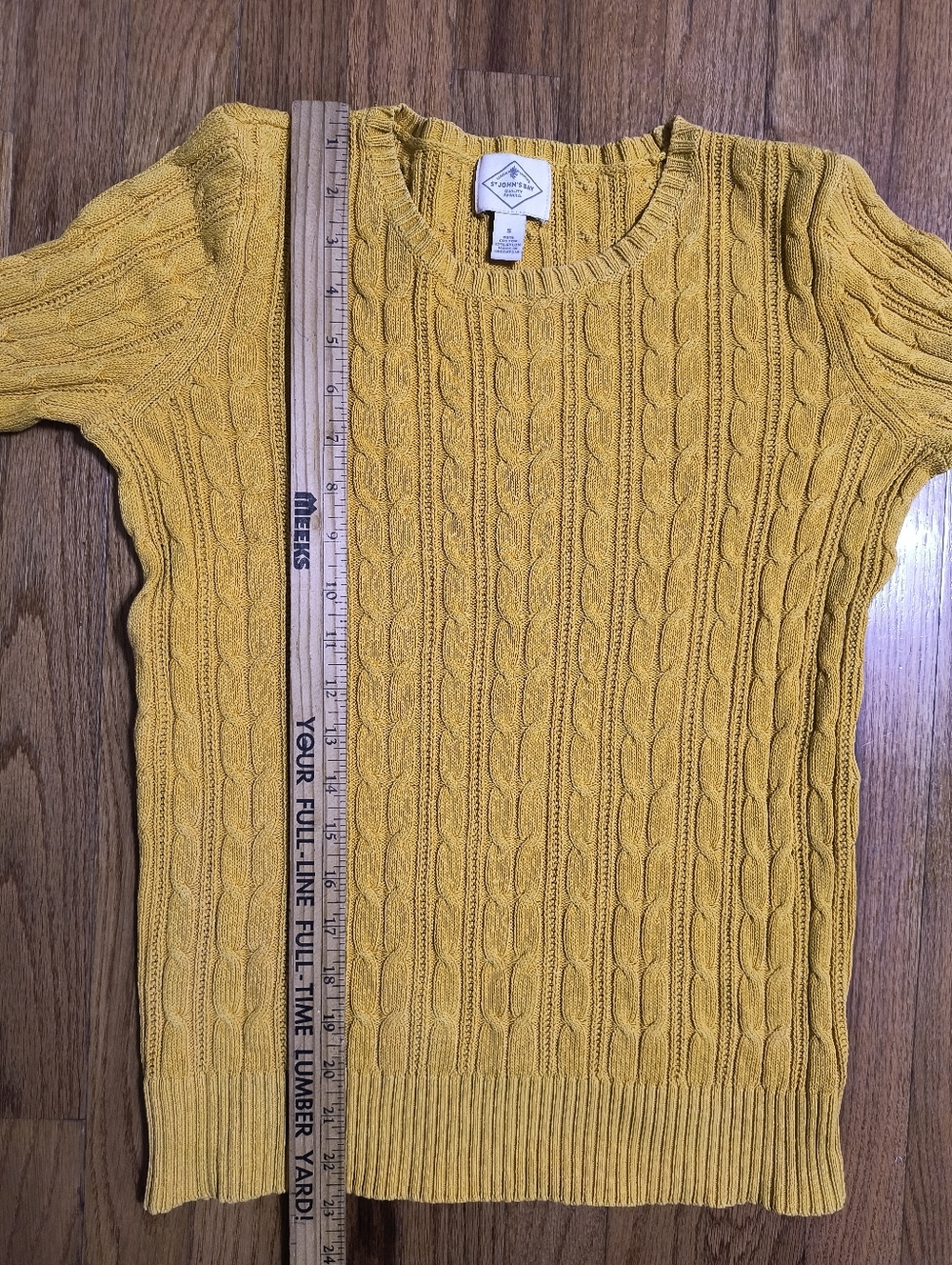 3/$10⭐ St. John's Bay Cable Knit Sweater, Yellow, Women's Small - Picture 8 of 13